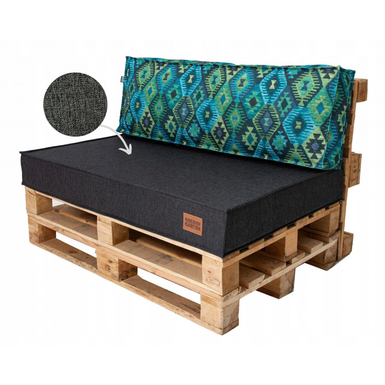 Paletové sedenie Golden Garden GG49 podsedák a vankúš 120cm x 80cm x 15cm tmavo sivá zelená